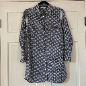 Victoria’s Secret Mayfair Nightshirt Collared Nightgown Cotton Sleeves Button Up